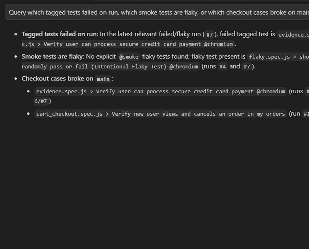 Query tagged tests via MCP